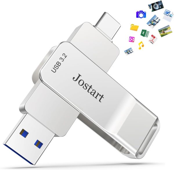 1T B USB C Flash Drive, 500MB/s USB 3.2 SSD Flash Drive, High Speed USB C+USB A Drive Gen2, 2in1 Dual Thumb Drive USB C Memory Stick for iPhone 15 Series/USB-C iPad/Android Phone,Laptop,Mac
