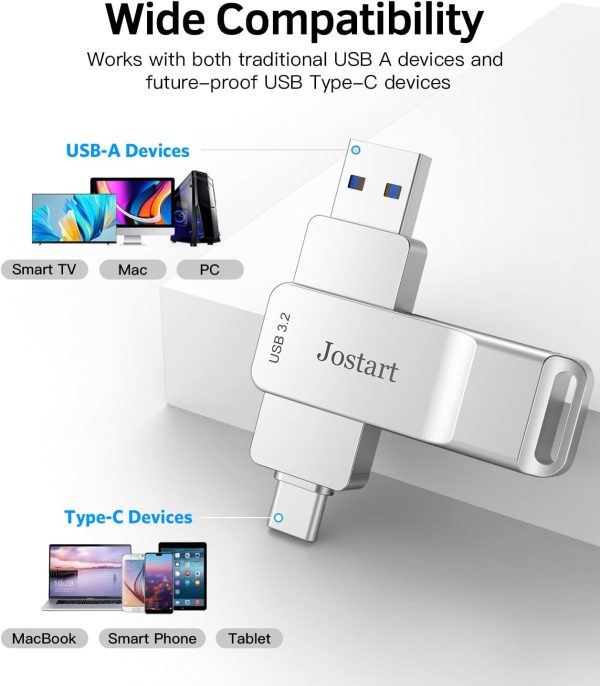 1T B USB C Flash Drive, 500MB/s USB 3.2 SSD Flash Drive, High Speed USB C+USB A Drive Gen2, 2in1 Dual Thumb Drive USB C Memory Stick for iPhone 15 Series/USB-C iPad/Android Phone,Laptop,Mac - Image 6