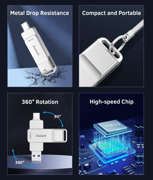 1T B USB C Flash Drive, 500MB/s USB 3.2 SSD Flash Drive, High Speed USB C+USB A Drive Gen2, 2in1 Dual Thumb Drive USB C Memory Stick for iPhone 15 Series/USB-C iPad/Android Phone,Laptop,Mac - Image 7