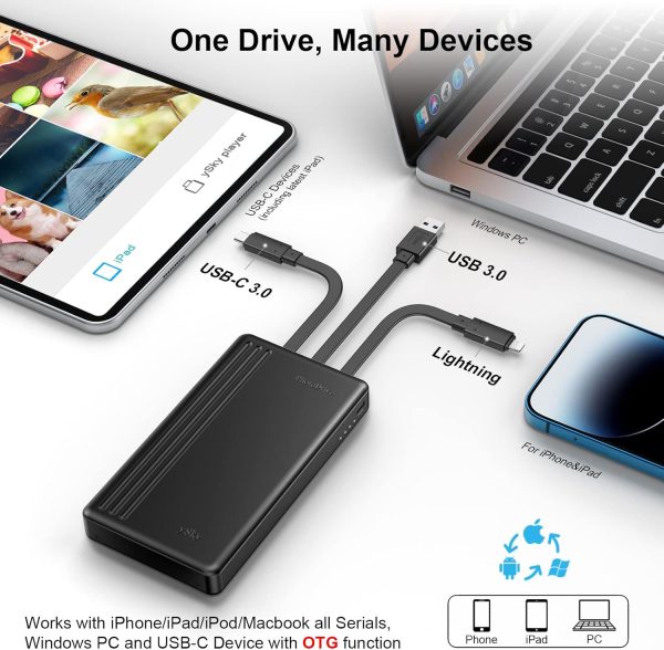 2TB External Hard Drive for iPhone & iPad,MacBook,Windows Computer,USB C Android Phones:Photo Stick USB Flash Drive to Backup Photo| Video | Music| File(MFi Certified) - Image 2