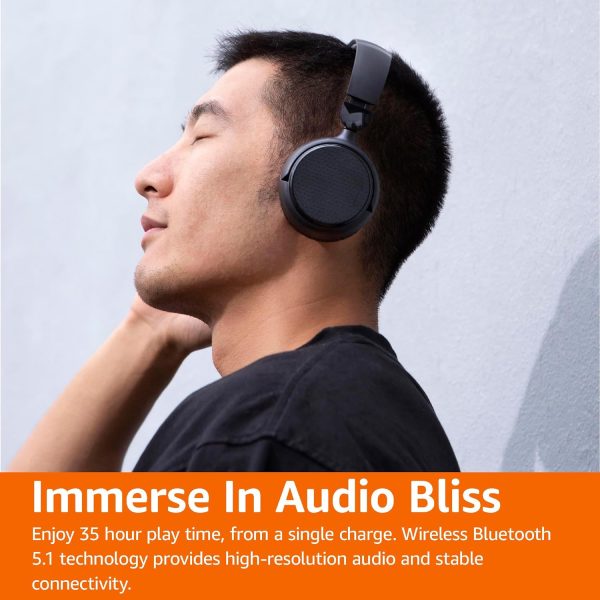 Amazon Basics Bluetooth Wireless On Ear Headphones with Microphone, 35 Hour Playtime, Foldable, One Size, Black - Image 7