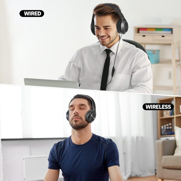 Bluetooth Headphones Over Ear, 68H Playtime and 3 EQ Music Modes Wireless Headphones with Microphone/Deep Bass, HiFi Stereo Foldable Lightweight Headset for PC Home Travel Office （Black - Image 7