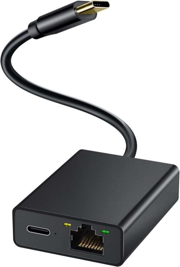 ELECTOP Ethernet Adapter for Chromecast with Google TV, USB Type C to RJ45 Ethernet Network Adapter Compatible with Google TV Chromecast HD/4K and More Streaming TV Sticks(Adhesive Tape Included)