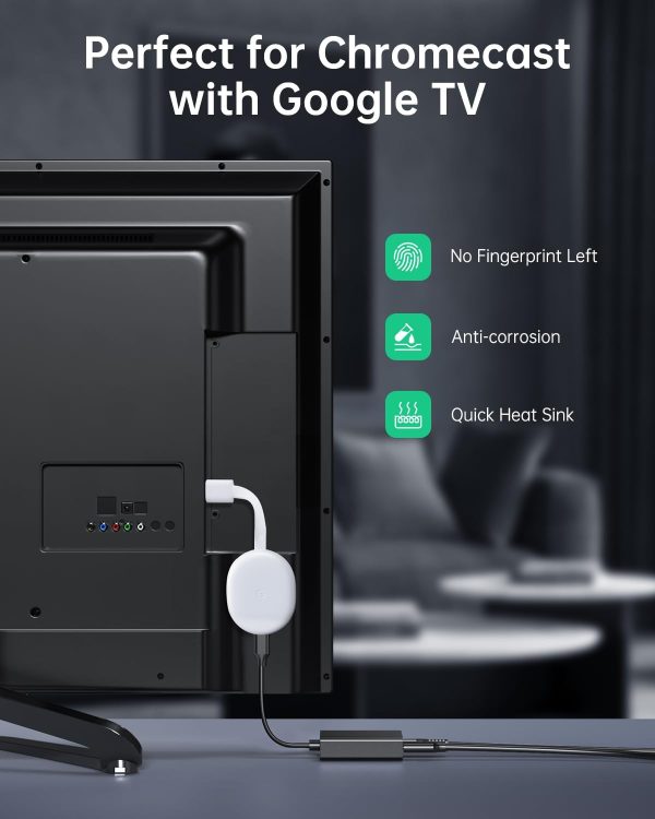 ELECTOP Ethernet Adapter for Chromecast with Google TV, USB Type C to RJ45 Ethernet Network Adapter Compatible with Google TV Chromecast HD/4K and More Streaming TV Sticks(Adhesive Tape Included) - Image 6