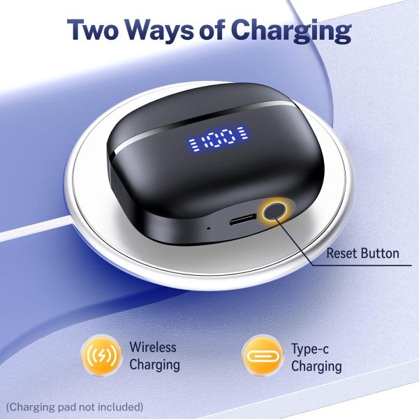 GNMN Wireless Earbuds Bluetooth Headphones Deep Bass Stereo Sound Ear Buds Waterproof Earphones 68Hrs Playback with Wireless Charging Case & Mic for iPhone Android TV Laptop Sports Black - Image 2