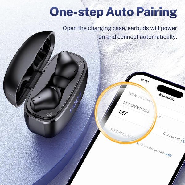 GNMN Wireless Earbuds Bluetooth Headphones Deep Bass Stereo Sound Ear Buds Waterproof Earphones 68Hrs Playback with Wireless Charging Case & Mic for iPhone Android TV Laptop Sports Black - Image 3