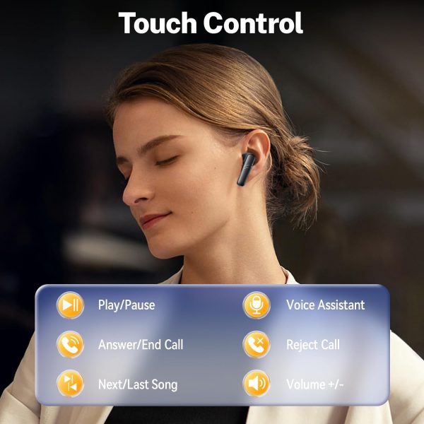 GNMN Wireless Earbuds Bluetooth Headphones Deep Bass Stereo Sound Ear Buds Waterproof Earphones 68Hrs Playback with Wireless Charging Case & Mic for iPhone Android TV Laptop Sports Black - Image 7