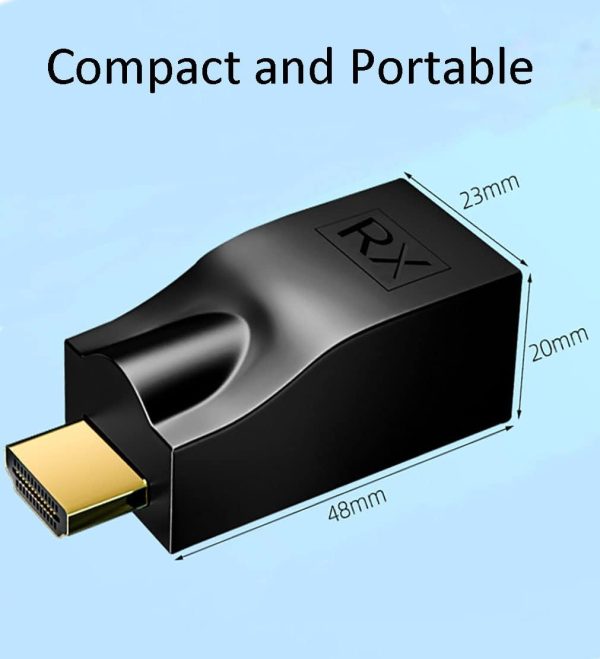 HDMI Extender Adapter Over Cat5e/6 (1pair), HDMI Repeater to RJ45 Ethernet Network Converter, 4k HD 1080p UP to 30m/98ft, for HDTV, Set-top Boxes, DVD, PS4, STB, Black - Image 7
