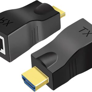 Hdmi Extender Over Ethernet Cat 6/ 7/ 8 Cable, HDMI to RJ45 Ethernet Network Converter, Support Audio Video 1080P UP to 98FT(30m), Suitable for HDTV, Computer, Set Top Box, PS3 4, Projector, Monitor