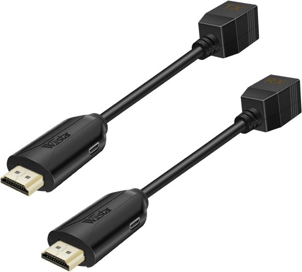 HDMI Over Ethernet Cat5e / Cat6 RJ45 Ethernet Cable, Male to Female HDMI to RJ45 Ethernet Network Converter 2 Ports up to 196ft/60m Transmitter Receiver Power On Support Full 1080p from Displays