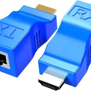 HDMI to RJ45 Network HDMI Repeater, 2 PCS HDMI Extender Transmitter and Receiver Network RJ45 Over Cat 5e / 6 1080p with Built-in Thunder Protection Circuit
