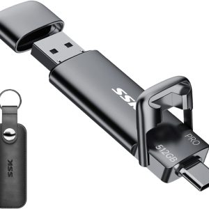 SSK 512GB SSD USB C Stick up to 1000MB/s,Fast Thumb Drive,Dual Drive Type-C + USB A 3.2 Gen 2 External Solid State Drives,USB Memory Stick for iPhone 15/PS4/Android Phone/Tablet/Windows/Mac