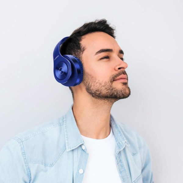 TUINYO Bluetooth Headphones Wireless, Over Ear Stereo Wireless Headset 40H Playtime with deep bass, Soft Memory-Protein Earmuffs, Built-in Mic Wired Mode PC/Cell Phones/TV-Dark Blue … - Image 2