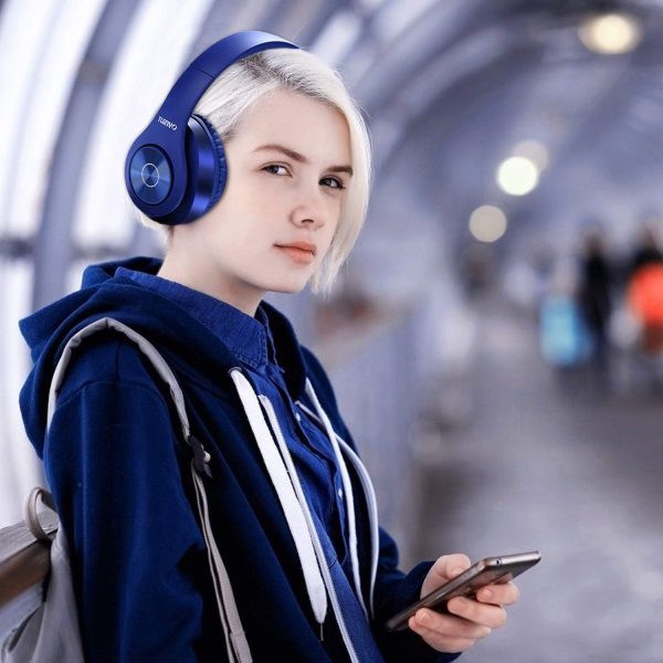 TUINYO Bluetooth Headphones Wireless, Over Ear Stereo Wireless Headset 40H Playtime with deep bass, Soft Memory-Protein Earmuffs, Built-in Mic Wired Mode PC/Cell Phones/TV-Dark Blue … - Image 3