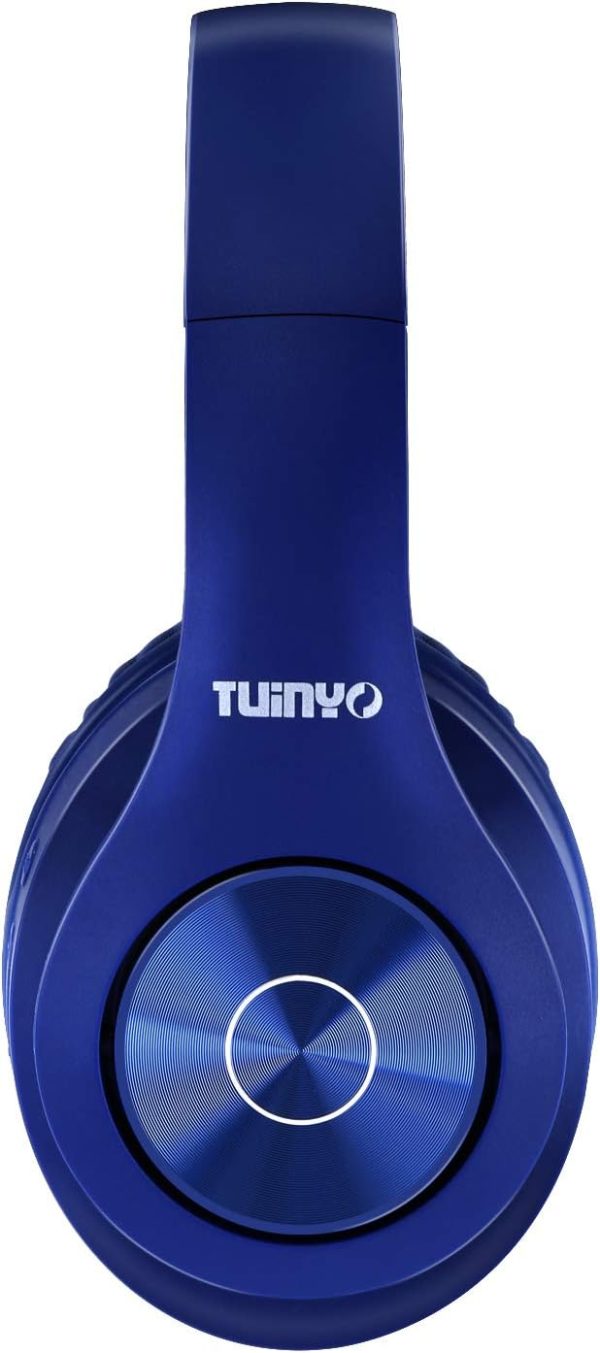 TUINYO Bluetooth Headphones Wireless, Over Ear Stereo Wireless Headset 40H Playtime with deep bass, Soft Memory-Protein Earmuffs, Built-in Mic Wired Mode PC/Cell Phones/TV-Dark Blue … - Image 4
