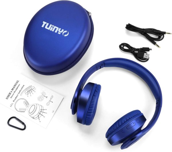 TUINYO Bluetooth Headphones Wireless, Over Ear Stereo Wireless Headset 40H Playtime with deep bass, Soft Memory-Protein Earmuffs, Built-in Mic Wired Mode PC/Cell Phones/TV-Dark Blue … - Image 7