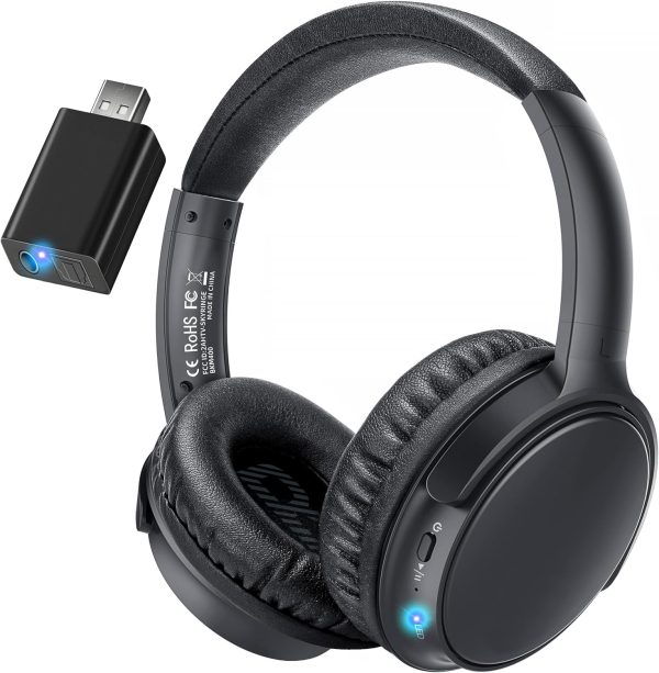 Wireless Headphones for TV - BKM400 TV Headphones Wireless with Portable Bluetooth USB Transmitter (Optical, AUX, RCA and USB Output), 165FT Farther Range, Enhanced Volume, 20Hrs